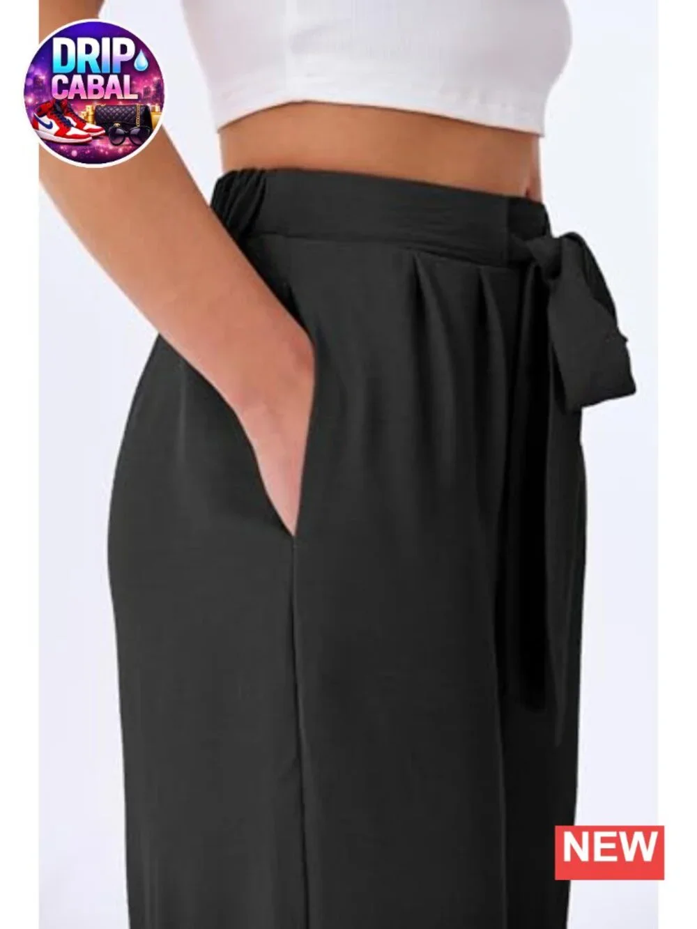 Wide Leg Palazzo Pants with Pockets High Waisted Loose Casual Cropped